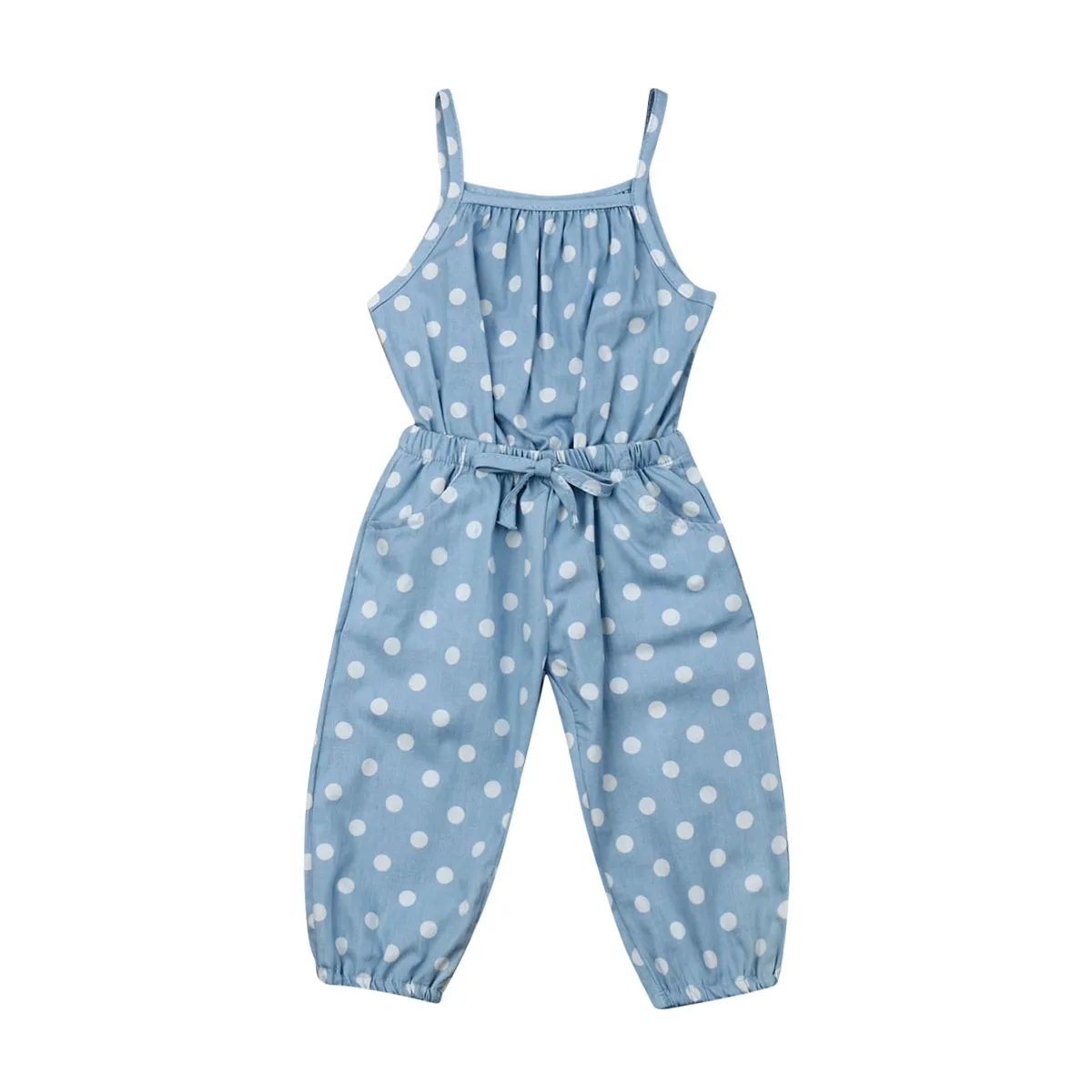 

New Baby Girl Kid Wave Point Bib Pants Jeans Trousers Sunsuit Summer Clothes