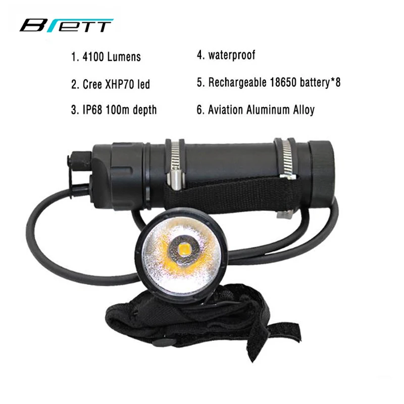

XHP70 Diving flashlight led Yellow light can choose Professional diving equipment Split wrist light
