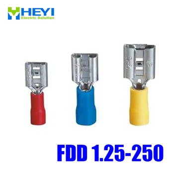 

Good Quality 100pcs/lot FDD1.25-250 Red AWG22-16 Brass Insulating Crimp Terminals Connectors Female Terminal