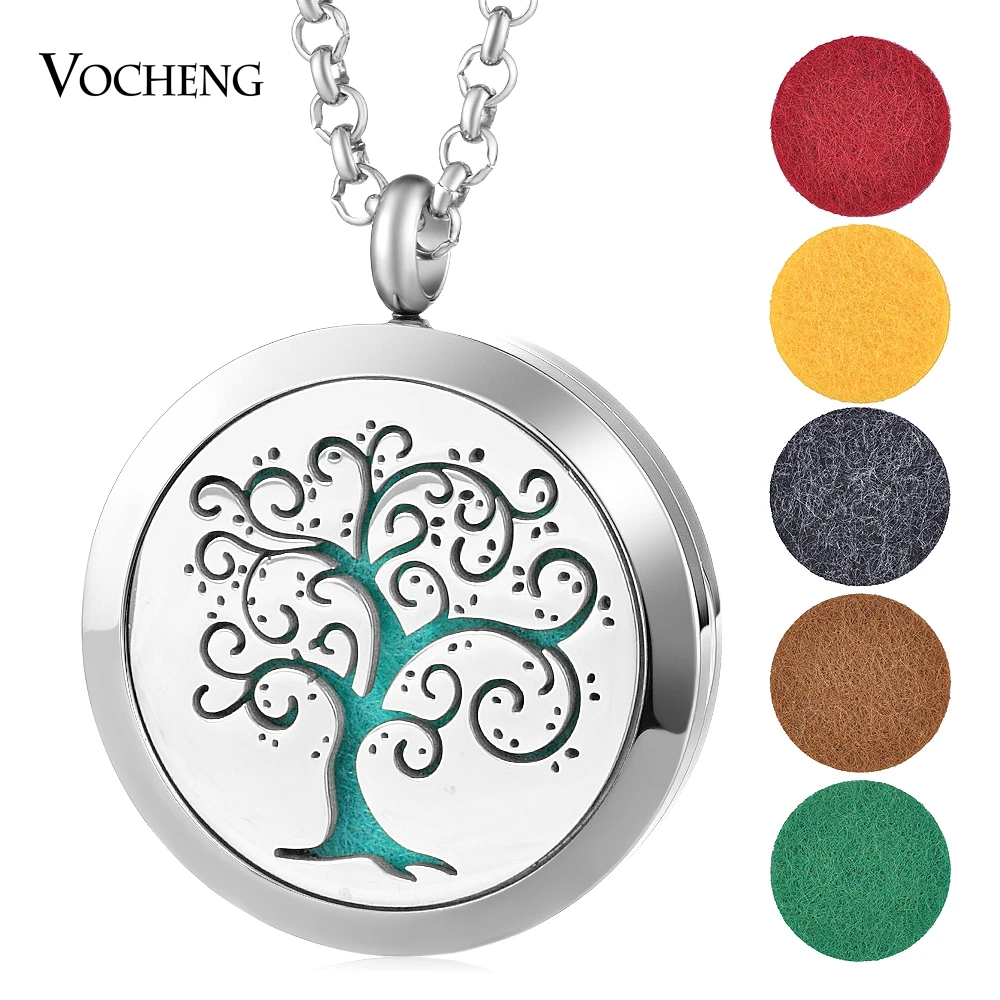 

30mm Aromatherapy Diffuser Locket Necklace Feather 316L Stainless Steel Magnetic Randomly Send 10pcs Oil Pads as Gift VA-1011