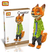 LOZ Diamant Blocs статуэтки Animaux Zoo Modele de Dessin аниме Renard аниме Статуэтка конструктор Jouets