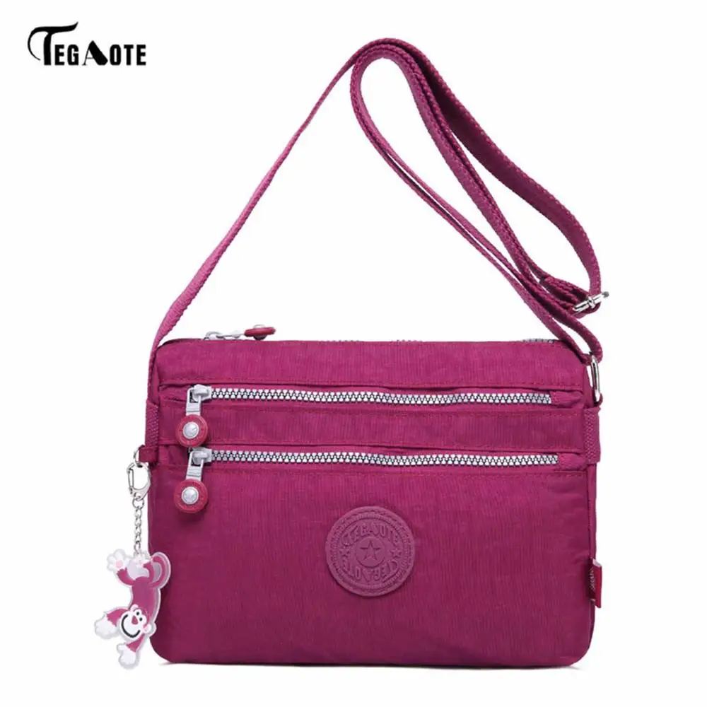 TEGAOTE модная женская сумка на плечо Новая повседневная нейлоновая сумка через плечо Многослойные сумки женские сумки - Цвет: Purple red