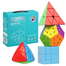4 шт. в упаковке Shengshou 3x3x3 Stickerless Mirror Pyramid Tetrahedron Megaminx Dodecahedron Mastermorphix выпуклая Пирамидка многоцветные наборы