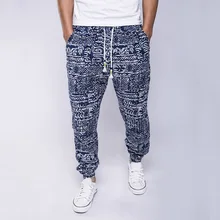 Oeak мужские модные свободные обтягивающие брюки с изысканным принтом, новые осенние повседневные спортивные брюки из хлопка и льна с эластичным поясом на шнурке