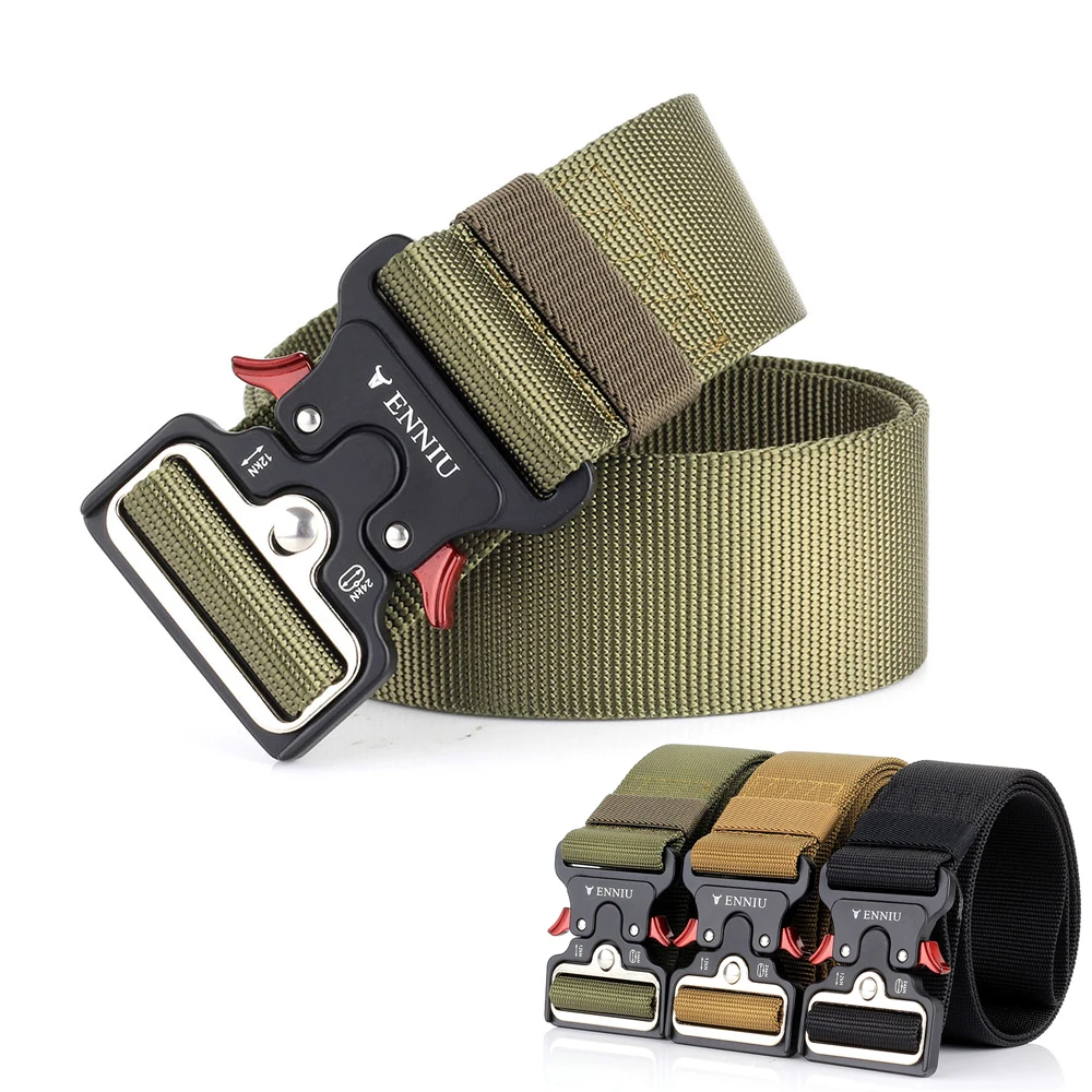 

Fashion Accessory Mens Tactical Belt Heavy-Duty Metal Buckle Nylon Belt Outdoor Military Training Belt Luxury Convenient Buckles