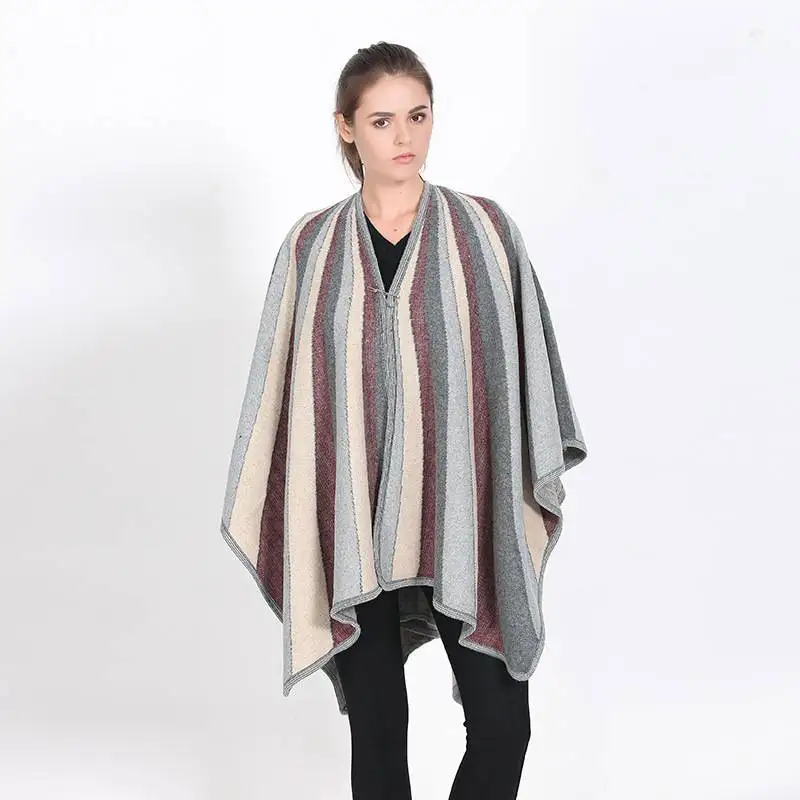 Fashion Striped Chic Cashmere Poncho Pashmina Mujer Luxury Brand font b Tartan b font Foulard Winter