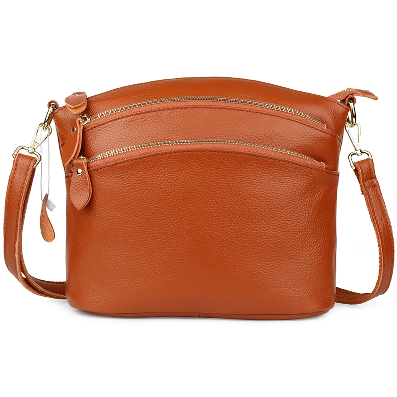 

Luxury Cowhide Real Leather Women Shoulder Bags Designer Large Capacity 3 Zipper Compartments Female Messenger Bag 2018 Hot Sale