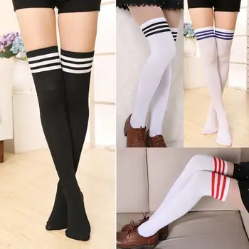 

Warm Long Stocking For Women Fashion Striped Cotton Thigh Over The Knee Stockings