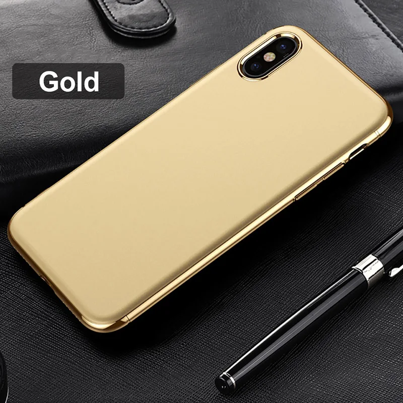 Роскошный чехол с покрытием для iPhone X 10, ультра тонкий жесткий чехол с гальваническим покрытием для iPhone X - Цвет: Gold