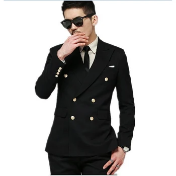 

Latest Coat Pant Design 2017 Black Slim Fit Double Breasted Wedding Groom men Suit Tuxedos For Men Wedding Dress Men Suits