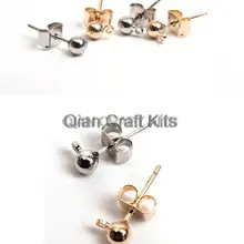 400 наборы из цинкового сплава серебро или золото заполнение 4 мм Шариковые серьги с кольцом и бесплатные затычки с бабочками