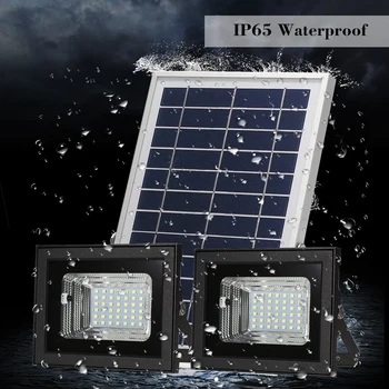 

Solar Dual-head Flood Light with Remote Control for Brightness 126 SMD LEDs Wireless Waterproof Flood Lights Solar Panel
