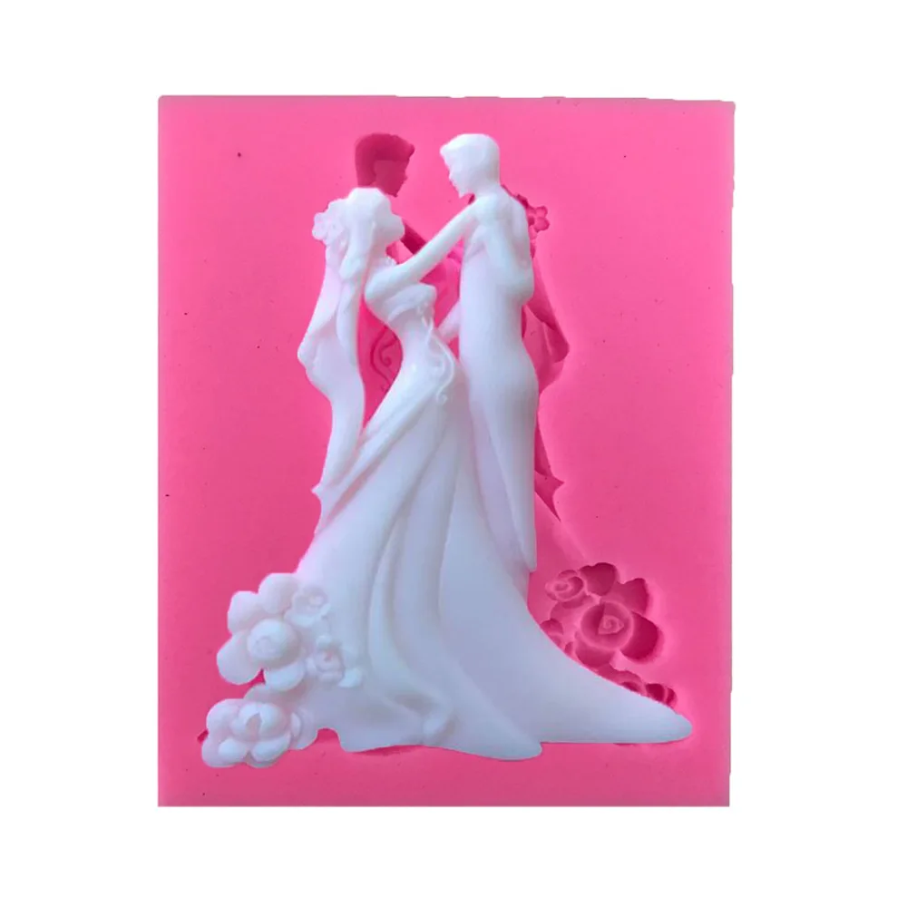1 шт., форма жениха и невесты, силиконовая форма, сахарная помадка, форма для украшения торта, инструменты для выпечки DIY X189 - Цвет: Розовый