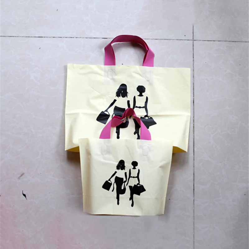 Пластиковая ручка Подарочная сумка торговый центр Женская футболка модная посылка Свадебные конфетные мешки желтый розовый низ