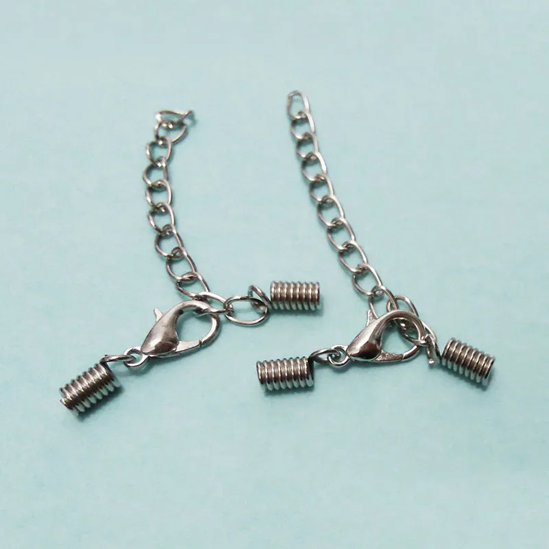 coil spring Crimp ends fastener lobster clasps extension chain Necklace