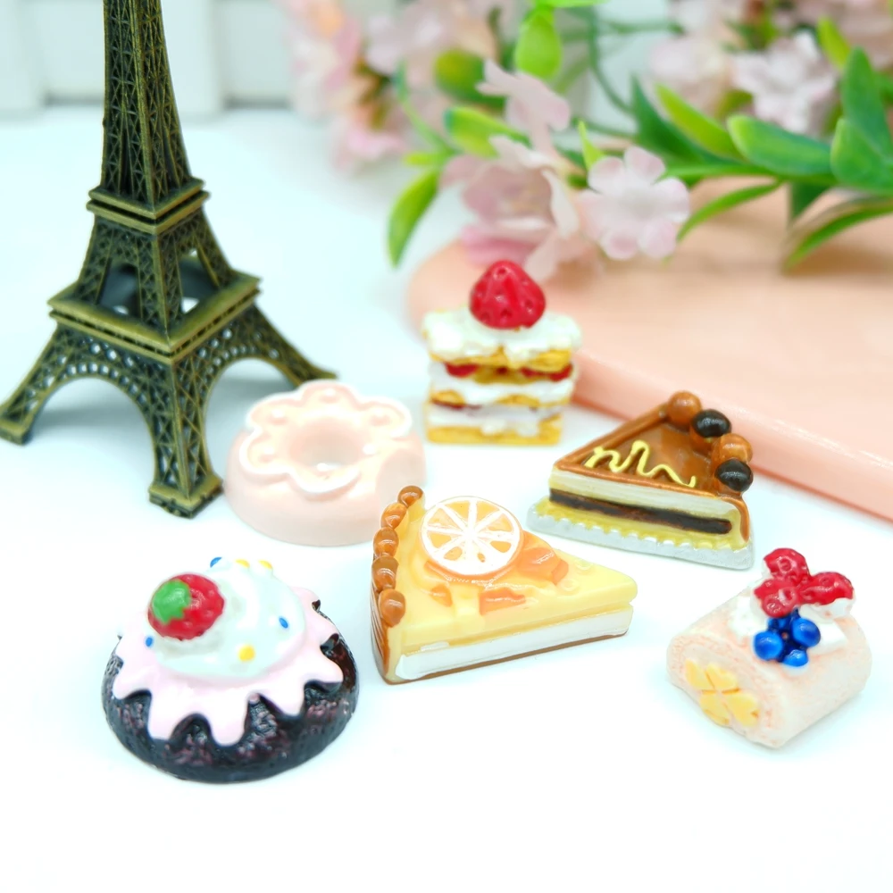 Kawaii Торт Пицца Смола Кабошоны для украшения телефона искусственная еда DIY