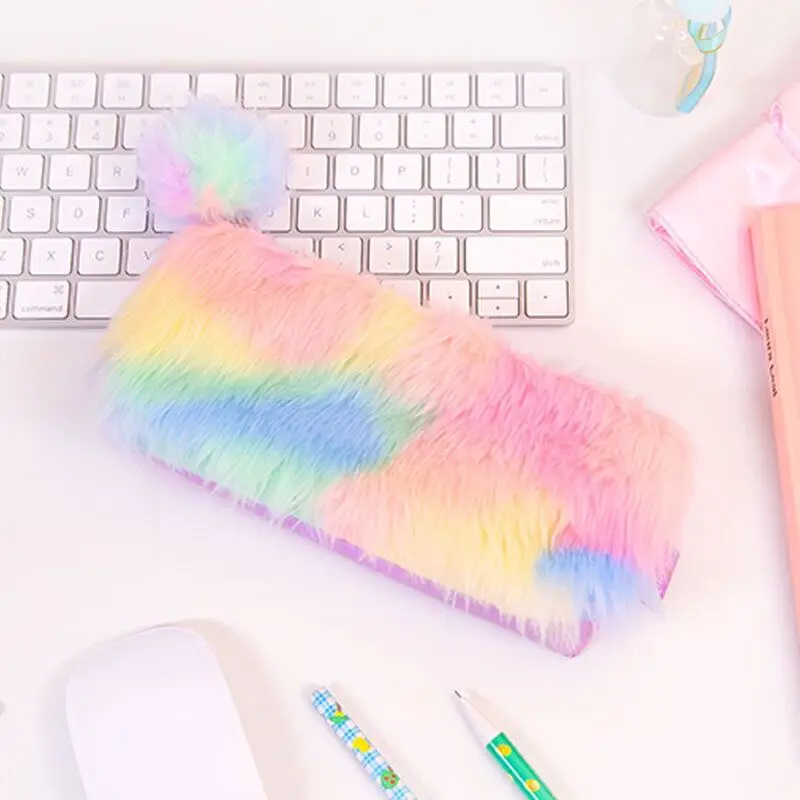 Чехол карандаш Bentoy Rabbit с принтом фланелевый розовый Косметический для девочек