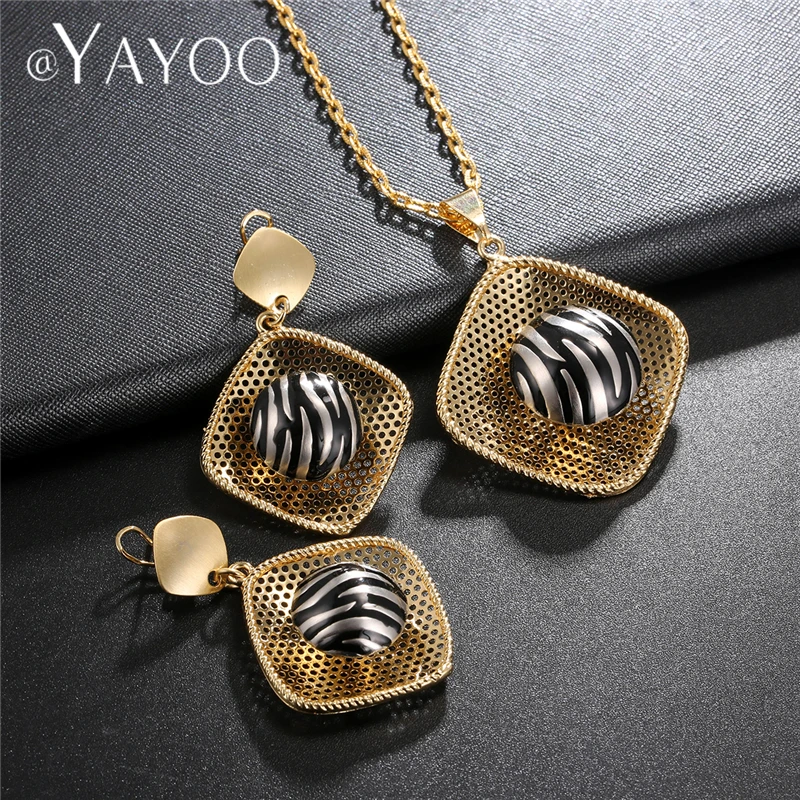 

AYAYOO Indian Style Women Jewelry Sets Dubai Gold Color African Beads Jewelry Set Earrings 2018 Nigerian Wedding Jewellery