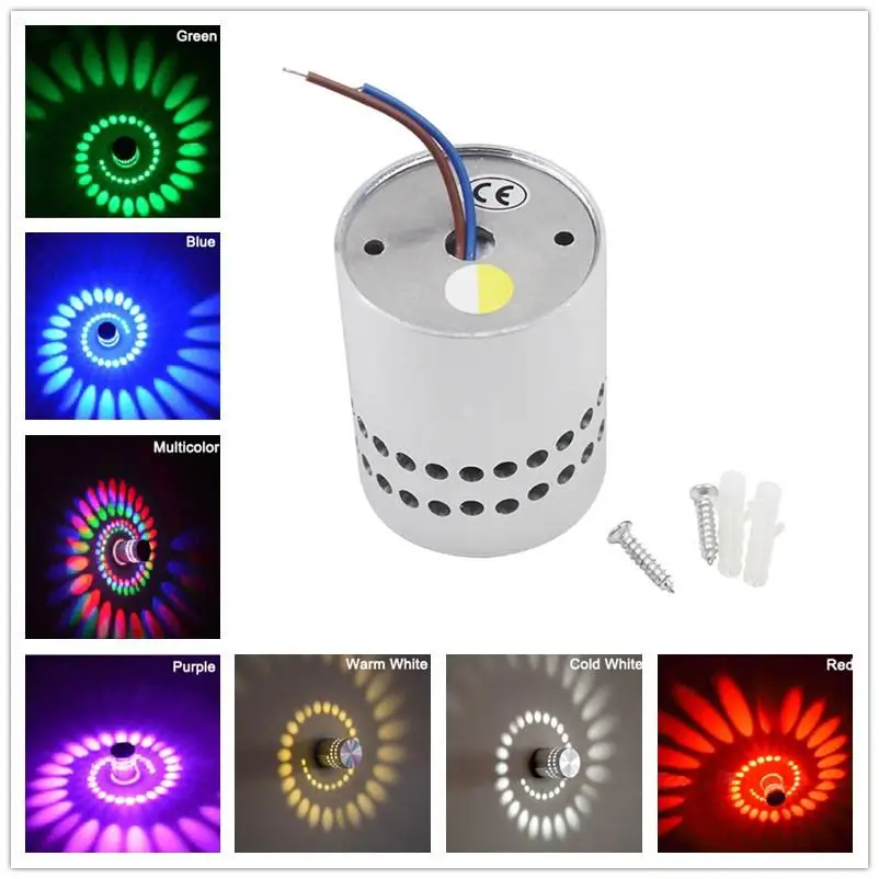 

RGB Spiral Hole LED Wall Light Effect Wall Lamp With Remote Controller Colorful For Party Bar Lobby Projection Light Decoration