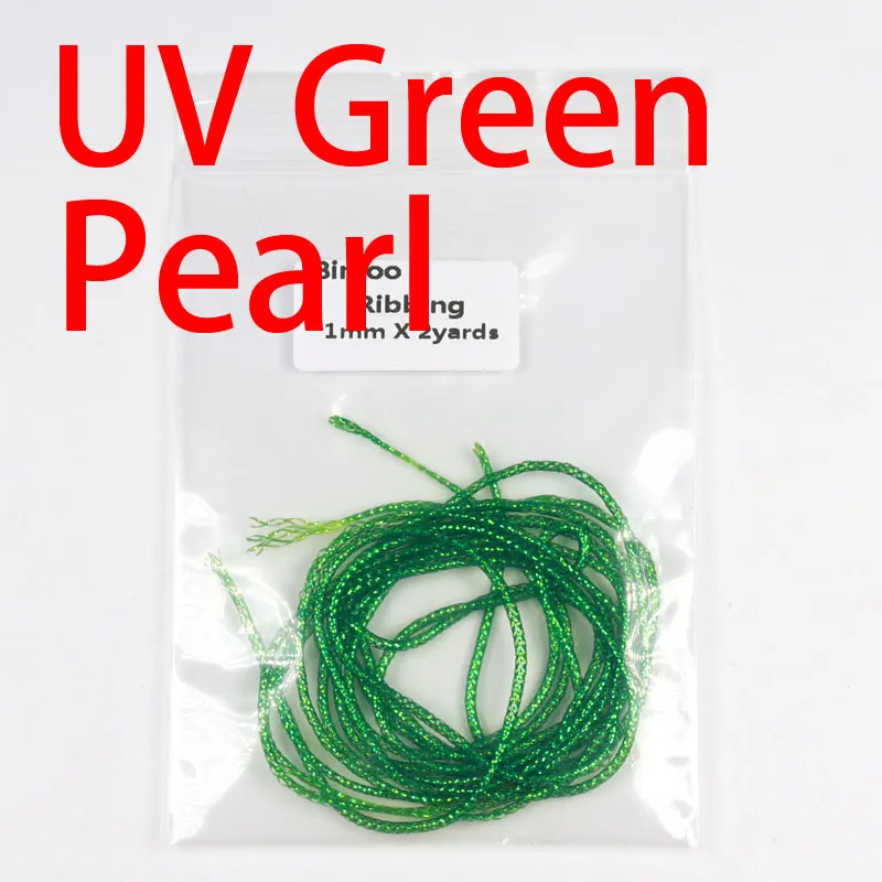 UV Green Pearl Bimoo 2 ярдов/Упаковка 1 мм мухобойка рибберинг Nymph стример материал тела УФ жемчуг мигалка веревка - Цвет: UV Green Pearl