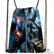Custom world finest superman vs batman Drawstring Backpack Bag Cute Daypack Kids Satchel (Black Back) 31x40cm#180611-01-21