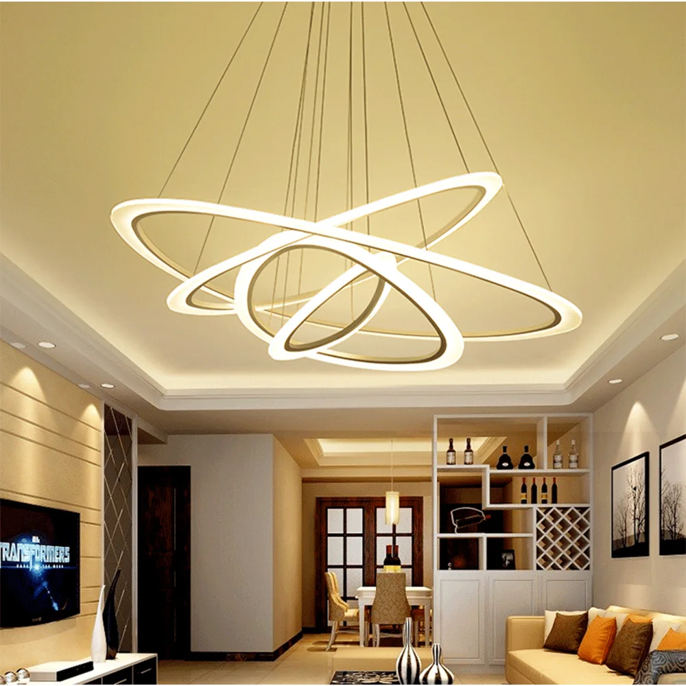 

Modern pendant lights for living room dining room 4/3/2/1 Circle Rings acrylic LED Lighting ceiling Lamp fixtures