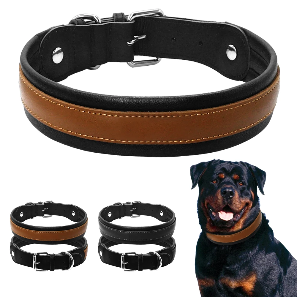 

Durable Large Dog Collar Soft Padded Medium Dogs Collars for Pitbull Rottweiler Bulldog Labrador 3/4cm Width