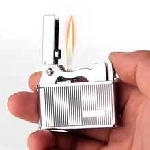 

Hot Sale Creative Old Kerosene Cigarette Lighter Metal Shell Vintage Windproof Ultra-thin Lighter Gift for Friends Family