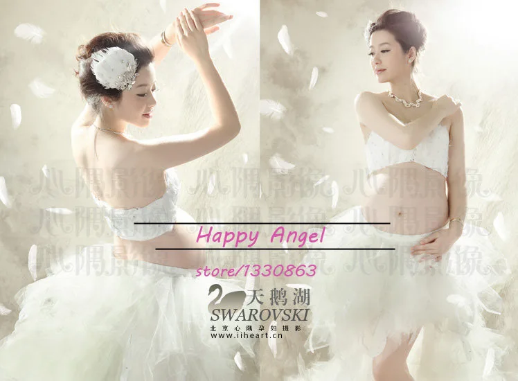 

New Maternity Photography Props For Pregnant Women Swan set Dress Pure white Princess Fancy Photo Shoot Free Size Free shipping