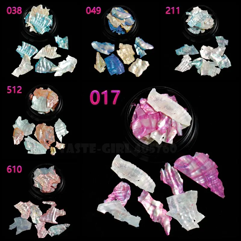 

1 Jar Colorful Irregular Natural Sea Shell Texture Slice Nail Art Rhinestones Sequins DIY Decoration BKP#
