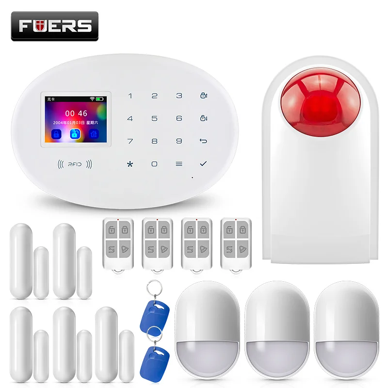 

W20 WIFI GSM Smart Home Security Alarm System Pir Motion Detector 433MHz Wireless RFID Card APP Remote Control Indoor Siren Kit