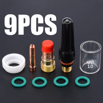 

9pcs New Welding Accessories Welder Torch Gas Lens Glass Cup Kit For TIG WP-17/18/26 1/16''