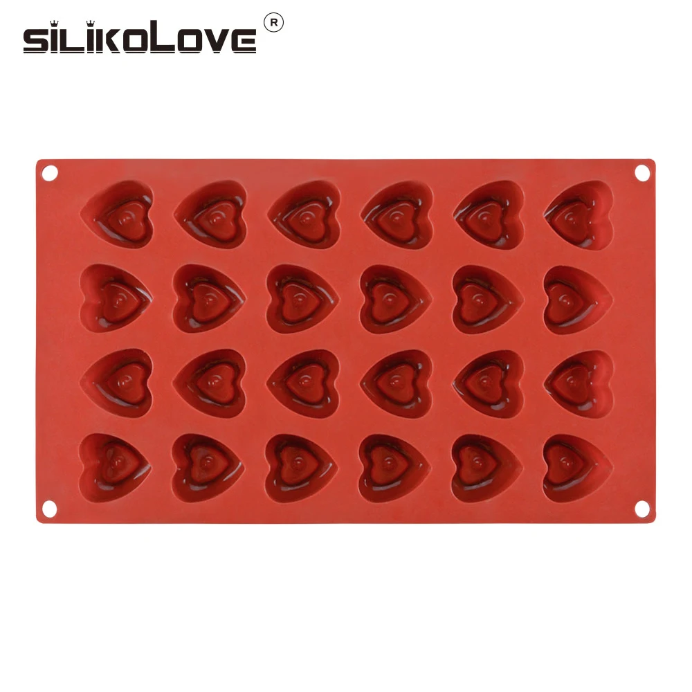 SILIKOLOVE 24 полостей силиконовые формы для шоколада 3D формы сердца формы для выпечки инструменты для украшения конфет формы