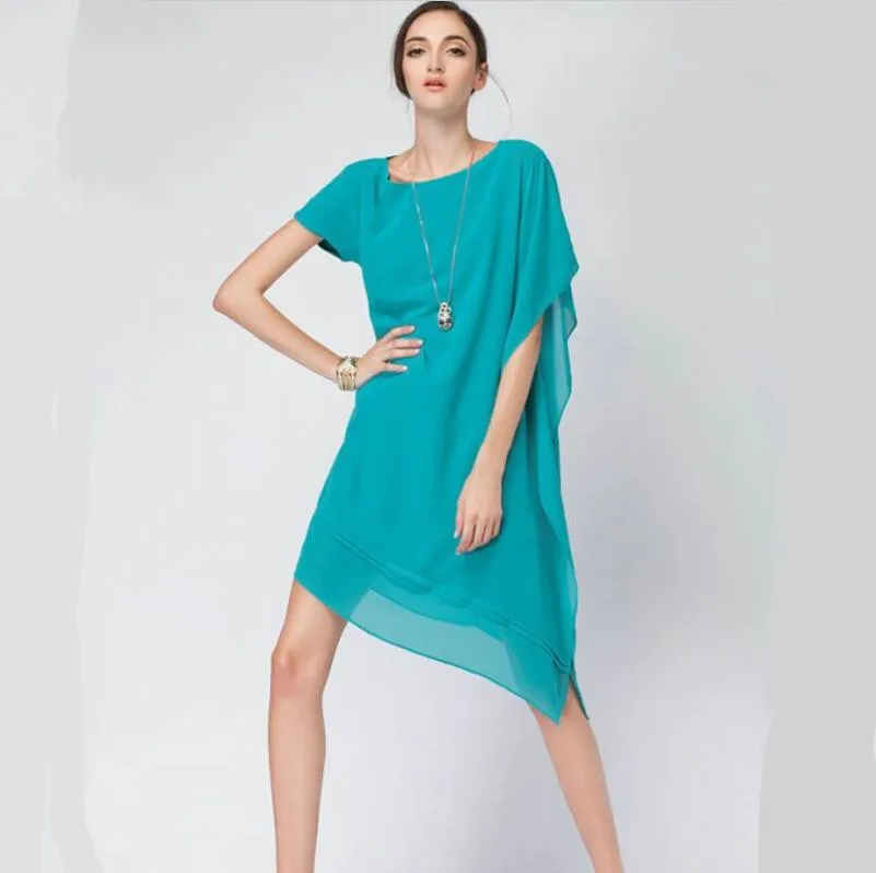 

2019 Fashion Irregular Ruffles Chiffon Dress Women Beauty Clothing,Girl Summer beach dress,plus size S - 5XL 6XL clothes