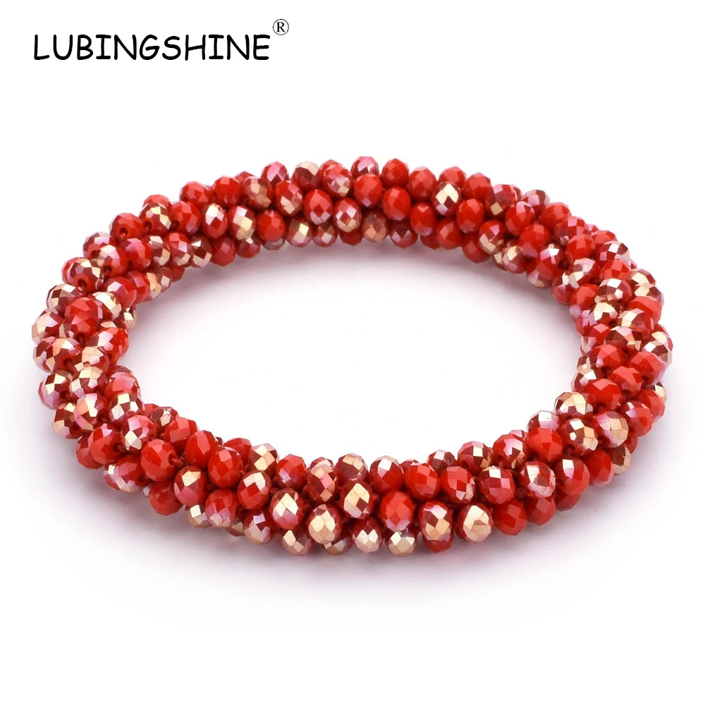 

LUBINGSHINE Multicolor Annulus Jewelry Crystal Strand Beads Elastic Bracelets Bangles For Women Charm Stretch Bracelet JJ B1396