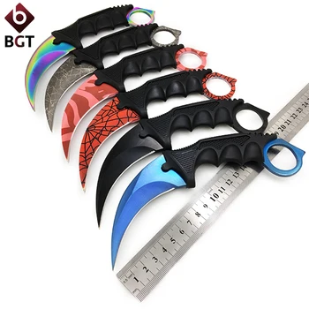 BGT CS GO Hunting Fixed Knife Karambit Tactical Combat Survival Neck Claw Knives Utility Camping Outdoor Pocket Rescue EDC Tools yalku knife handmade hunting karambit cs go never fade counter strike tactical knife claw karambit neck knife real combat