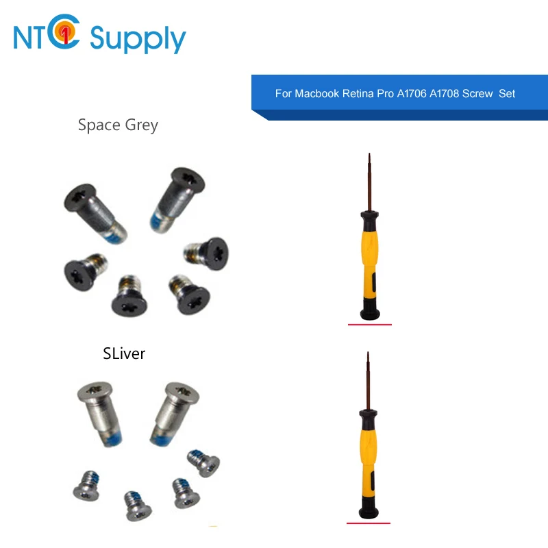 

NTC Supply For Bottom Case Screw For Macbook Pro 13.3" A1706 A1708 A1707 Case Screws 2016 2017 Laptop Case Screws Brnew Set