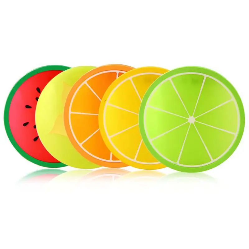 

Silicone Mat 6pcs/lot Cute Stand Shape Insulation Mat Under Hot Kitchen Creative The Skid Fruit Colorful Cup Accessories