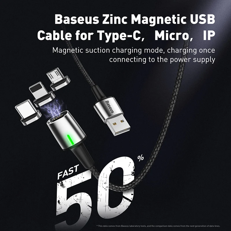 Магнитный Micro USB кабель Baseus для быстрой зарядки iPhone samsung зарядный адаптер usb type C