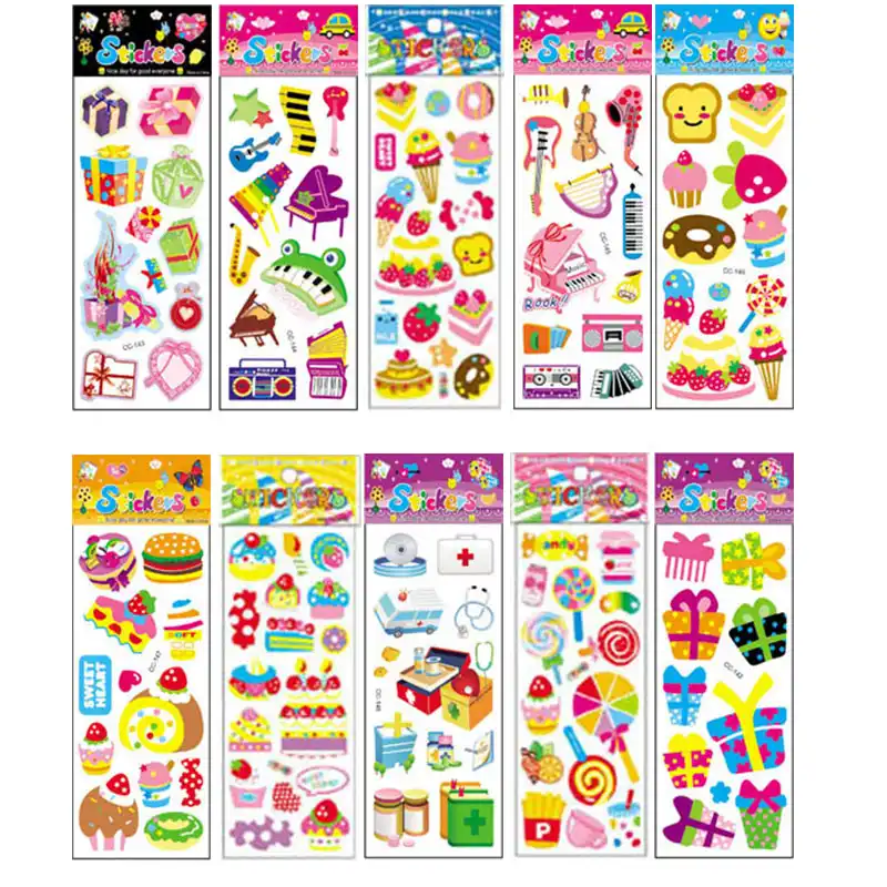 10Sheets Different 3D Cute Cartoon Stickers Toys Pegatinas Funny Toy