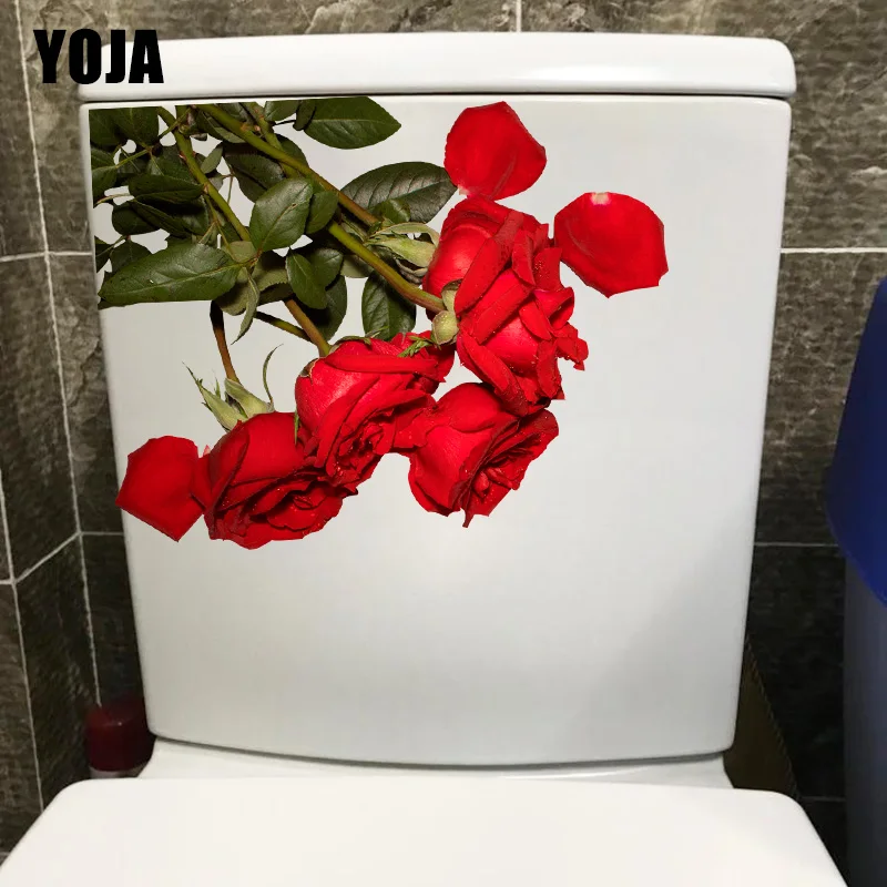 YOJA 23,4*18,2 см Красивая красная роза модные домашние наклейки для стены в гостиной Фреска туалет Декор T1-0904