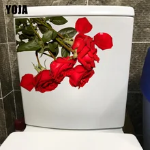 YOJA 23,4*18,2 см Красивая красная роза модные домашние наклейки для стены в гостиной Фреска туалет Декор T1-0904