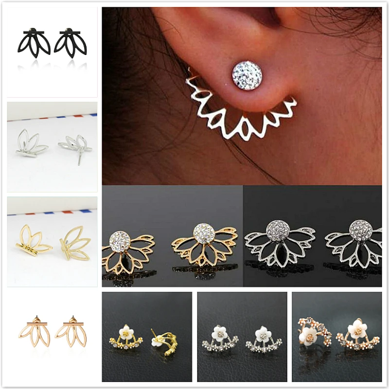 

1Pcs Korean Jewelry Zircon Pearl Heart Crystal Flower Angel Wings Geometry Stud Earrings For Women Statement Ear Jewelry