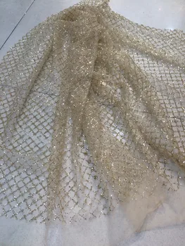 

S225 high quality switzerland lace fabric Newest African Lace Fabric with glitter in gold
