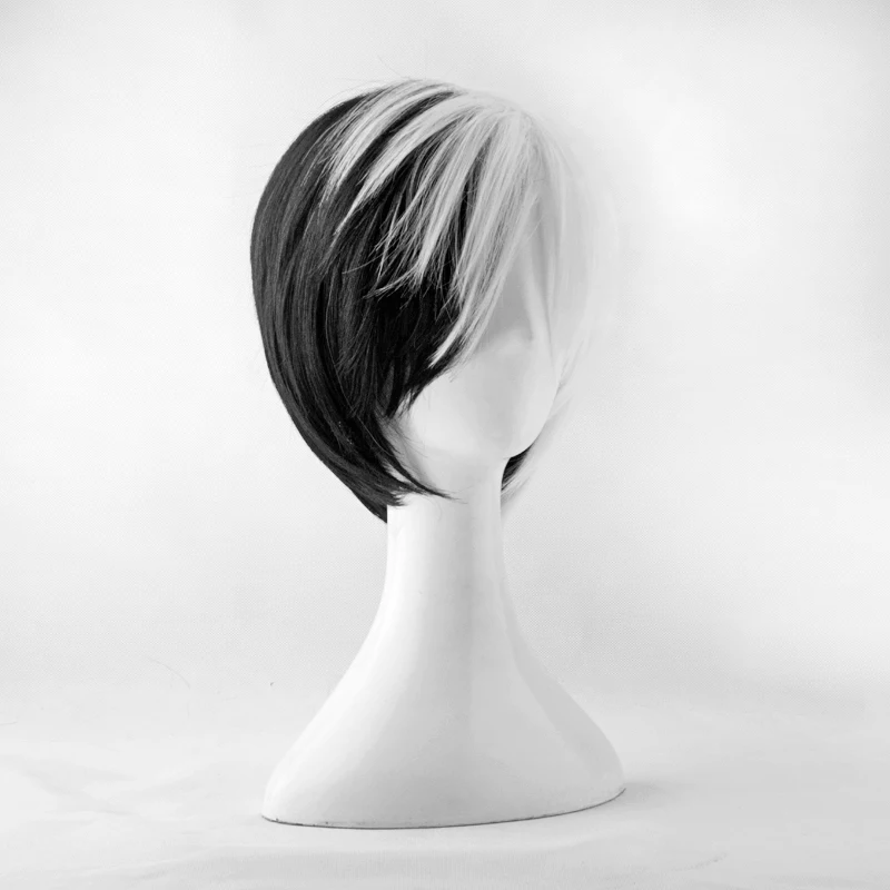 Deville Cruella De Vil короткие черно-белые смешанные пушистые термостойкие волосы косплей костюм парик+ Бесплатный парик колпачок