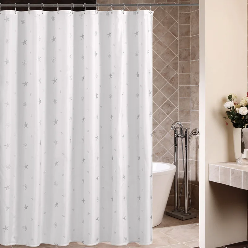 High end hotel bath curtain silver powder stars environmental