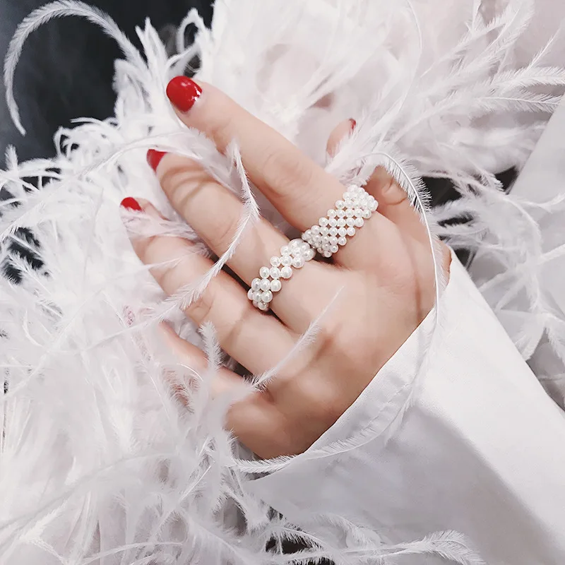 

Korea Fashion Sweet Pearl Ring Cocktail Party Jewelry New Design