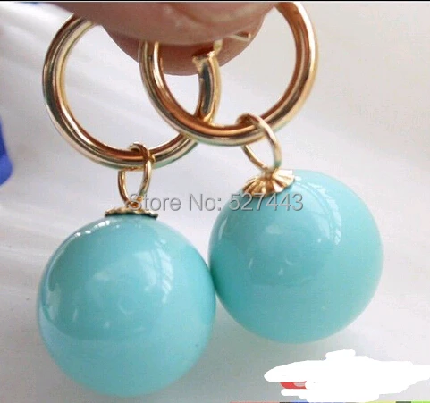 

Wholesale free shipping >>16mm round stone SOUTH SEA SHELL PEARL dangle earring