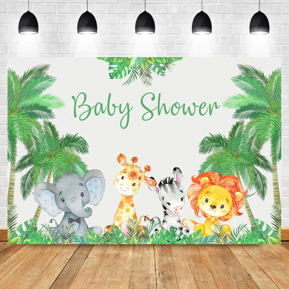

NeoBack Animals Baby Shower Photo Background Junlge Safari Wild One Birthday Party Backdrop for Decoration Supplies
