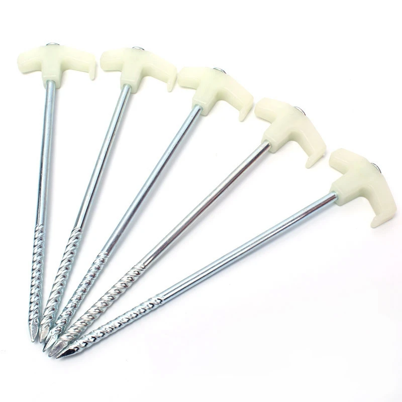 

5 Pcs Outdoor Camping Luminous Tent Nail Fluorescent 25Cm Wind Rope Nail Canopy Steel Nail Tent Accessories